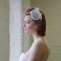 ivory bow headpiece with full veiling