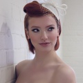 ivory headpiece with short veiling
