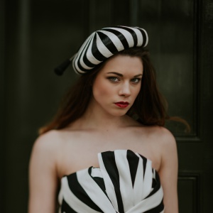 black and white stripy hat
