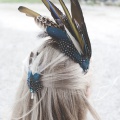 Brides hair wth feather headpiece and hair pin