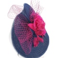 Floral Wedding Hat in Pink and Navy