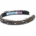 guinea fowl feather hair band with Swarovski crystals