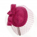 pink headpiece with veiling