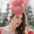 'coralie' statement coral cocktail hat Holly Young