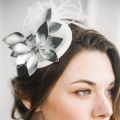 'Thea' silver navy cocktail hat Holly Young