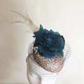 blush pink teal mother of the bride pill box hat Holly Young