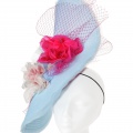 blue and pink statement hat