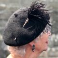 black ostrich feather hat pin