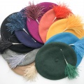 Mae feather hat pins with berets