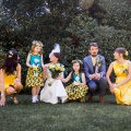 beautiful bridesmaids in yellow