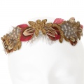 red feather gold lace bridal crown