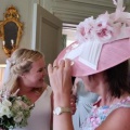 pink and ivory mother of the bride hat