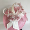 pink and ivory sculptural occasion hat
