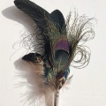 Black pheasant cockerel peacock pin brooch