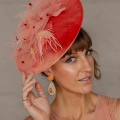 elegant coral disk hat for the races