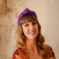 purple knotted headband Holly young
