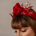 sculptural red turban wrap headband