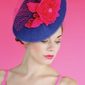navy and pink occasion hat