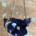 blue sequin flower necklace
