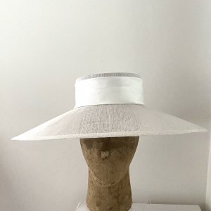 large brim white boater hat