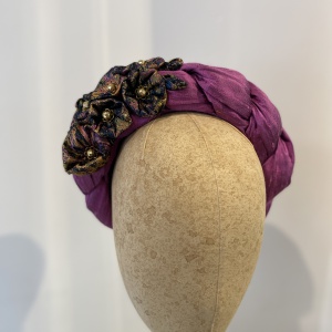 purple twisted headband with flowers