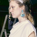 white veiled crown headband with pearls Holly Young