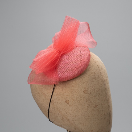 'Candace' Cocktail Hat in Coral
