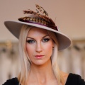 grey & purple pheasant feather hat