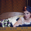 navy headpiece with short veiling