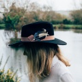 blue jay feather hat / hair clip