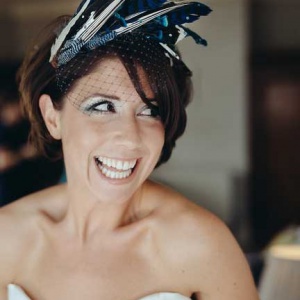 blue sex in the city style feather headdress for a bride