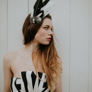 Aves monochrome feather headdress