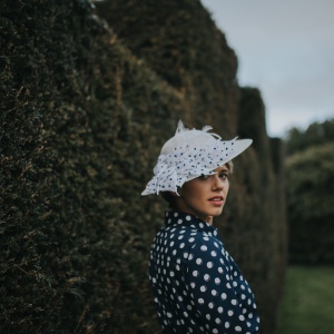 blue spotty summer occasions hat