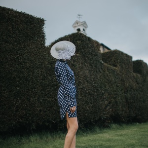 blue spotty summer occasions hat