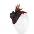 chocolate brown fascinator with crystals & feathers