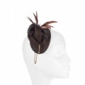 chocolate brown fascinator with crystals & feathers