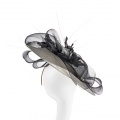 large disk hat for weddings or the races black and white