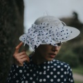 blue spotty summer occasions hat