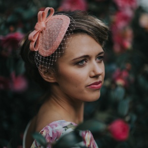 peach small fascinator