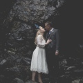 Bride and groom in secluded Boho