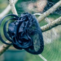 navy simple fascinator with veiling