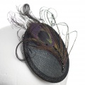 black cocktail hat on a comb