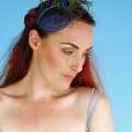 navy peacock crystal fascinator