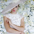 large pink wedding hat