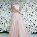 large vintage pink wedding hat