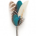 blue gents feather button hole pin