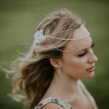 silver beaded hair chain front view with tassel at the back
