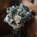 blue wedding flowers and thistles Cornwall