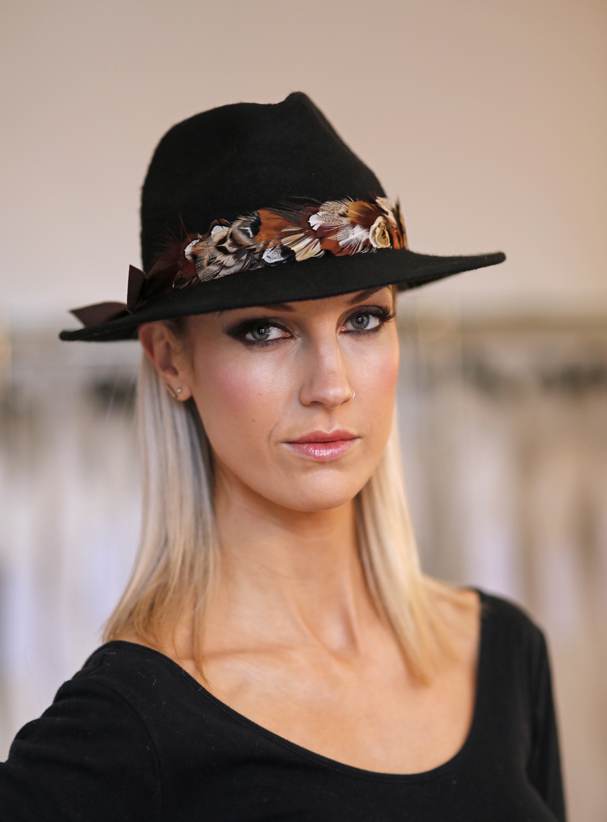 8679 Womens Wool Felt Fascinator Cocktail Race Fancy Cheltenham Fesitval Spring Racing Hats – Yuan Li London main image 3