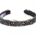 guinea fowl feather hair band with Swarovski crystals